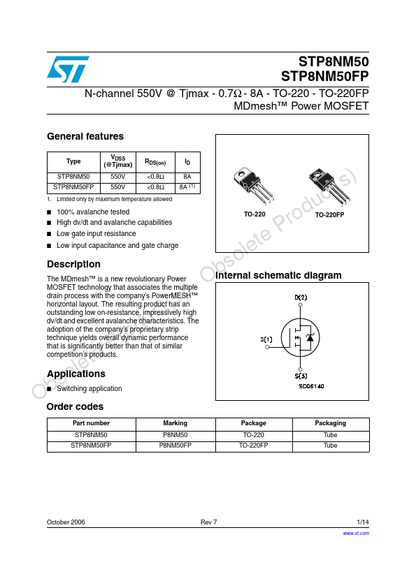 STP8NM50FP