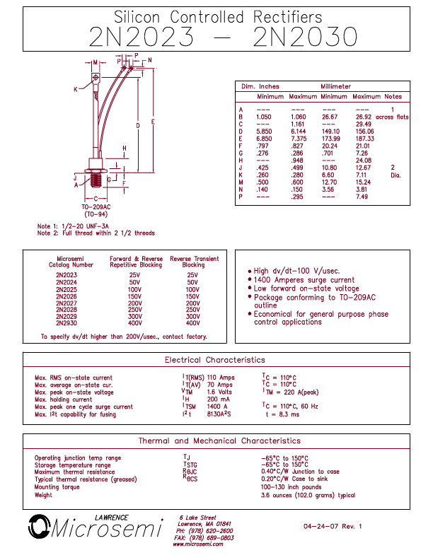 2N2029 Microsemi