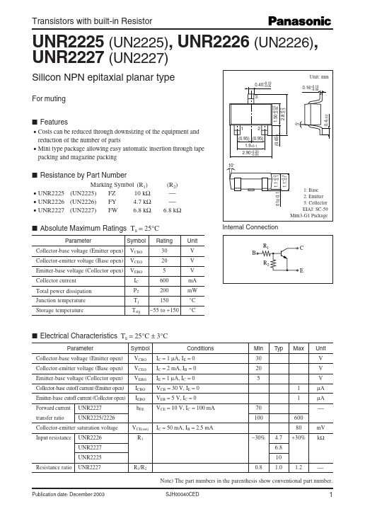 UNR2225 Panasonic Semiconductor