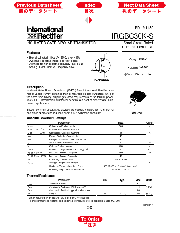 IRGBC30K-S International Rectifier