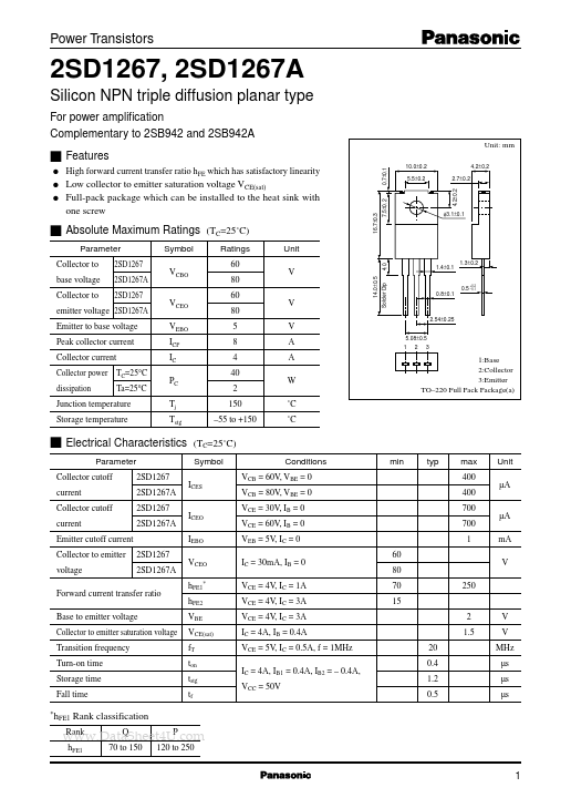 D1267 Panasonic Semiconductor