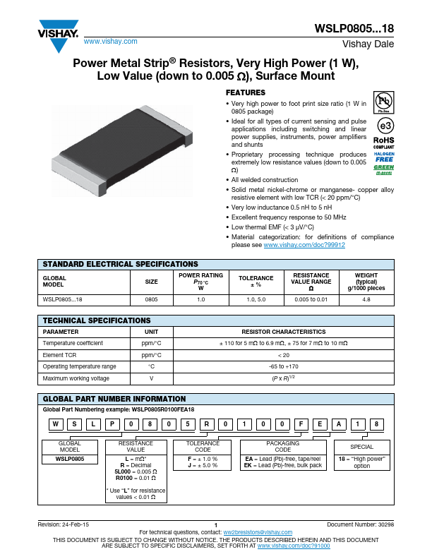 WSLP0805R0100FEA18