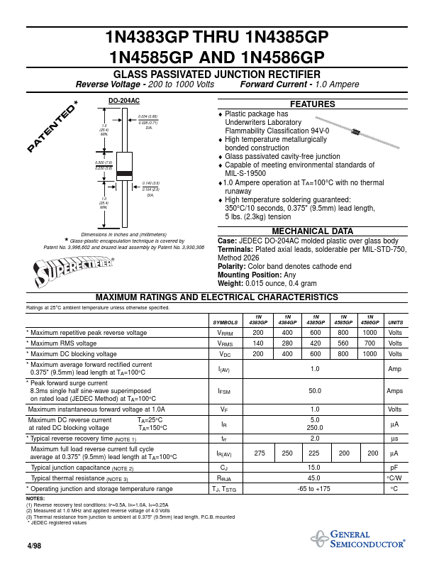 1N4385GP General Semiconductor