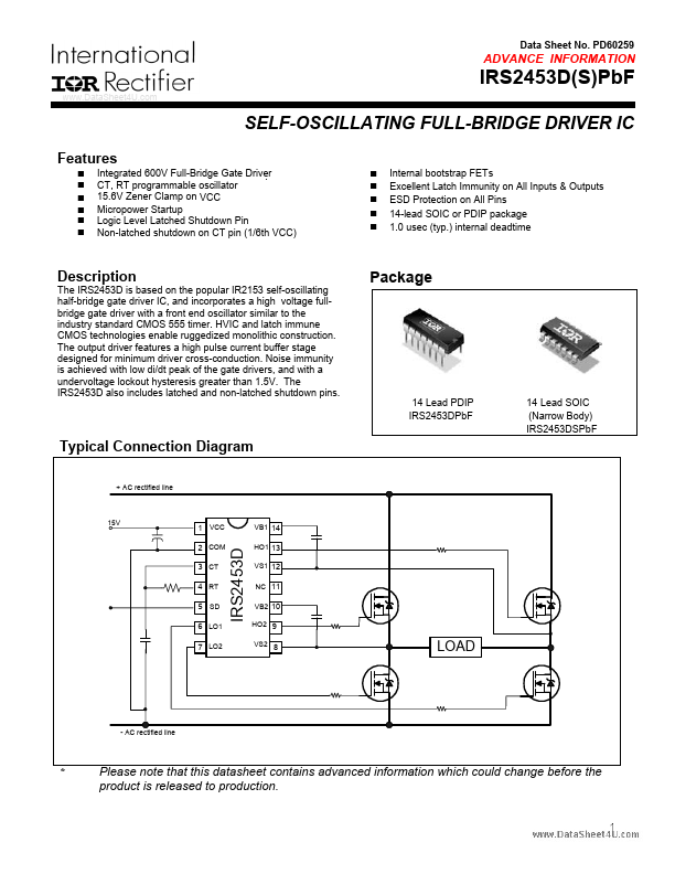 <?=IRS2453DSPBF?> डेटा पत्रक पीडीएफ