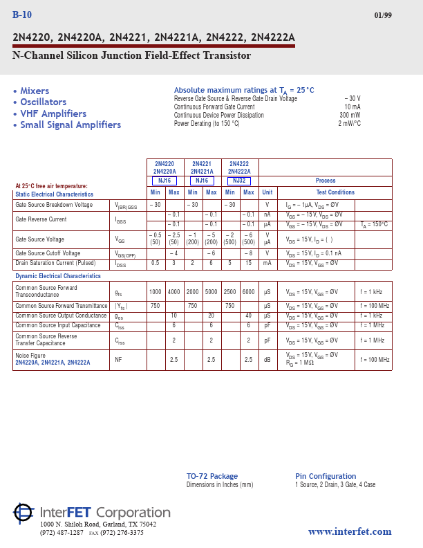 2N4220 InterFET Corporation