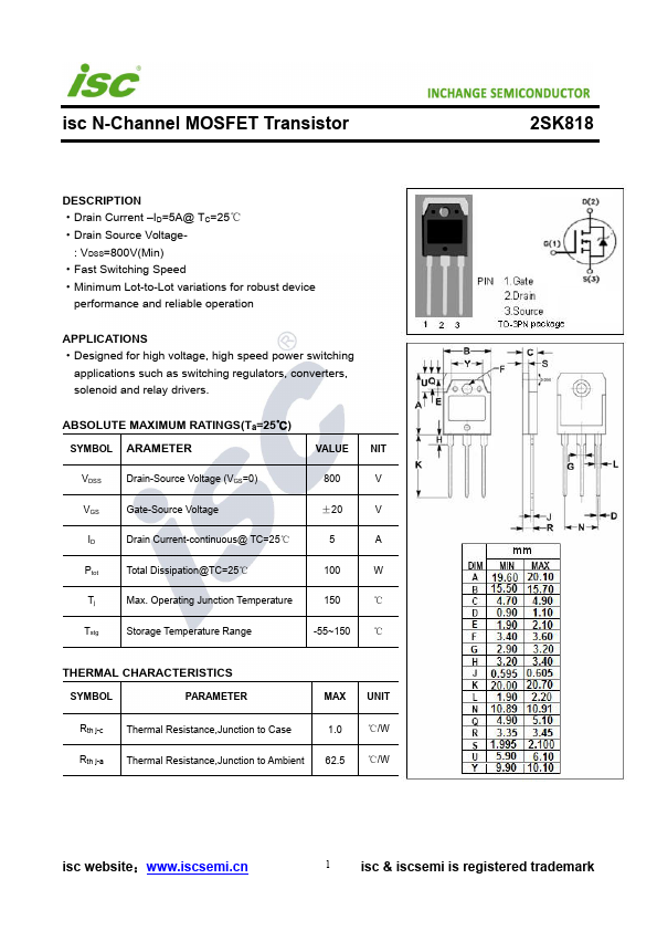 2SK818 Inchange Semiconductor