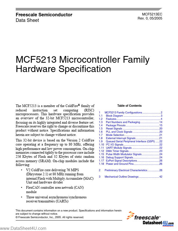 MCF5213EC Freescale Semiconductor