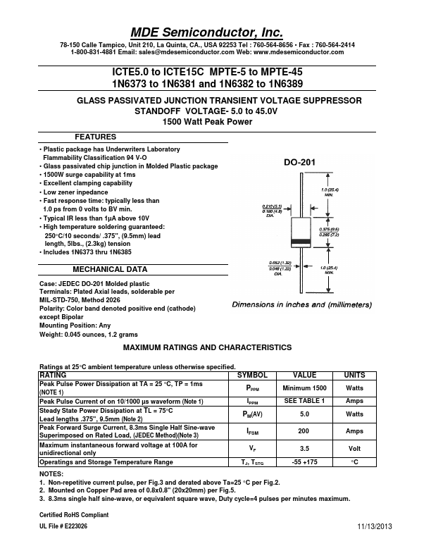 1N6380 MDE