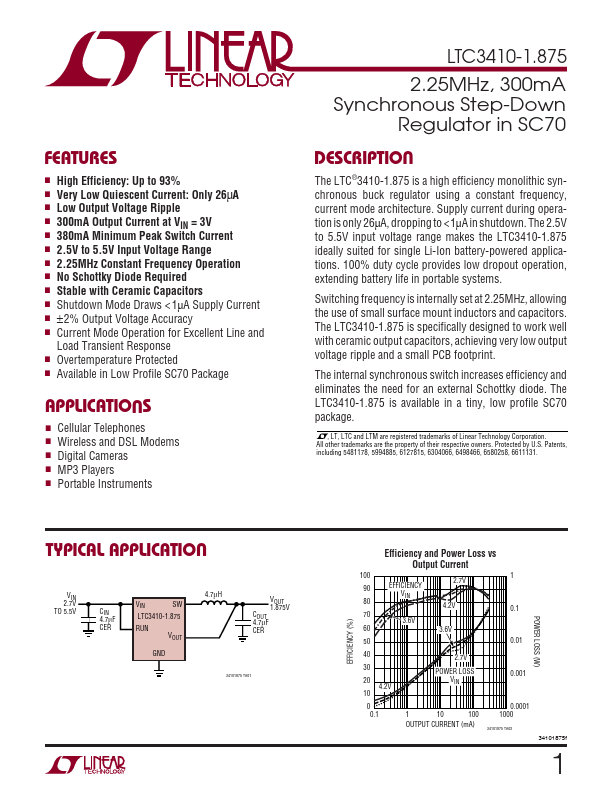 <?=LTC3410-1.875?> डेटा पत्रक पीडीएफ