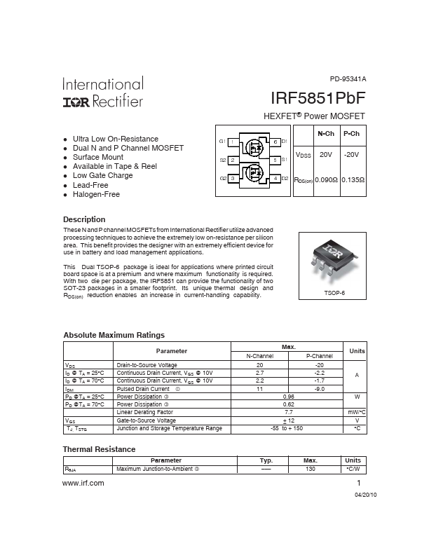 IRF5851PbF International Rectifier