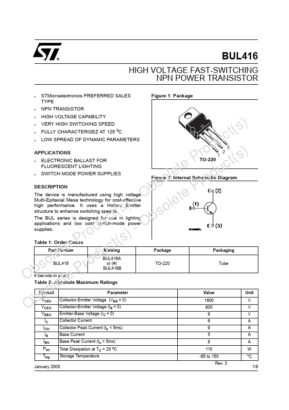 BUL416 STMicroelectronics