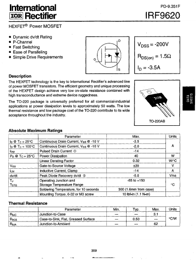 IRF9620 International Rectifier