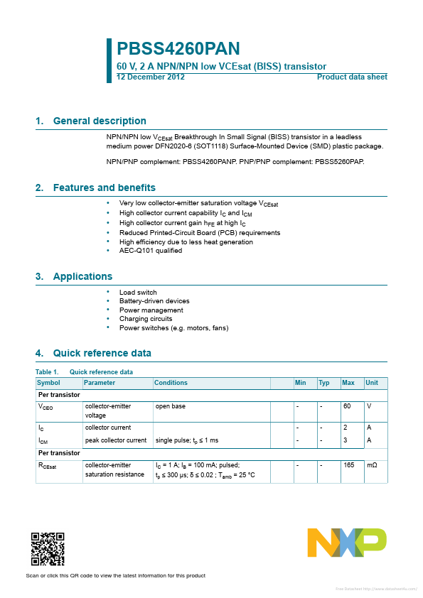 PBSS4260PAN NXP