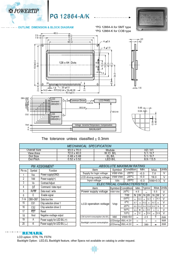 PG12864-K Powertip Technology