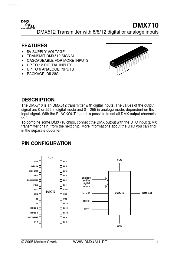 <?=DMX710?> डेटा पत्रक पीडीएफ