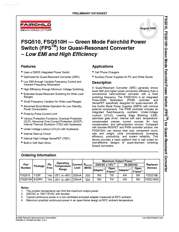 <?=FSQ510H?> डेटा पत्रक पीडीएफ