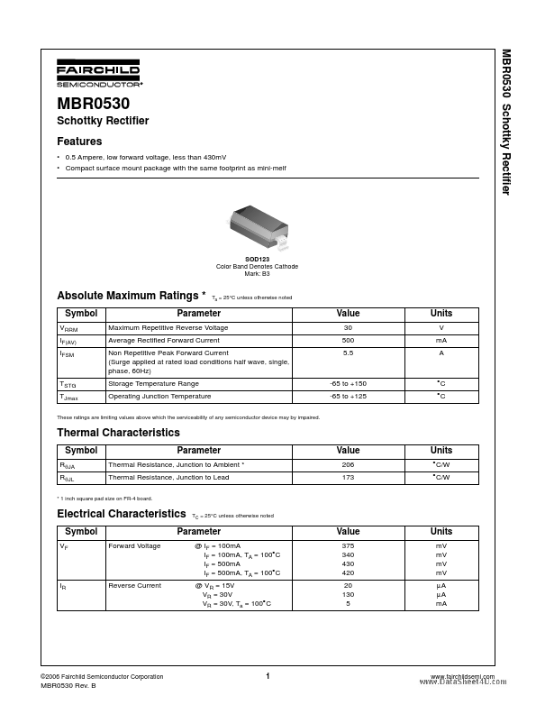 MBR0530 Fairchild Semiconductor