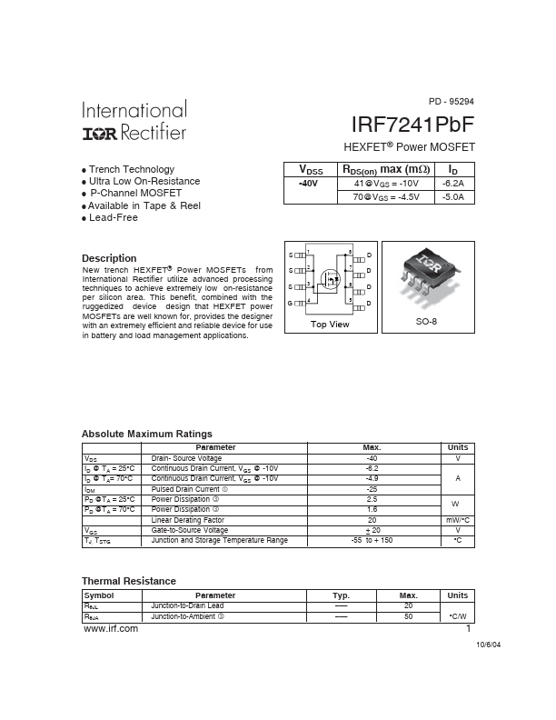 IRF7241PbF International Rectifier