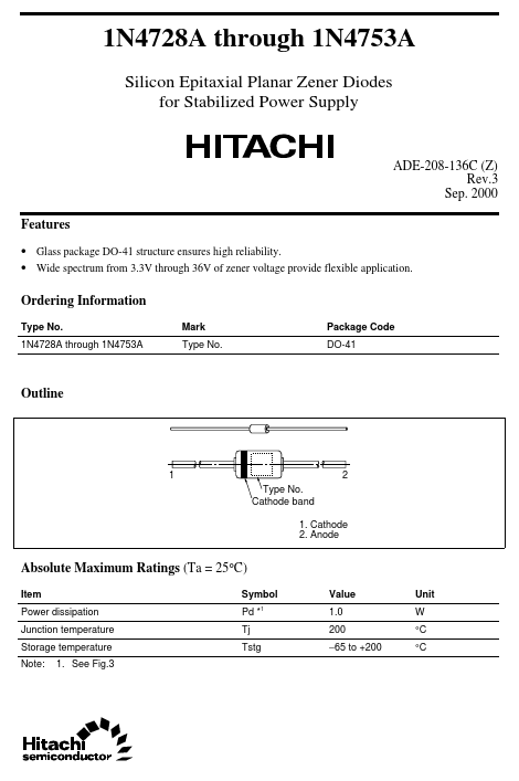 1N4729A Hitachi