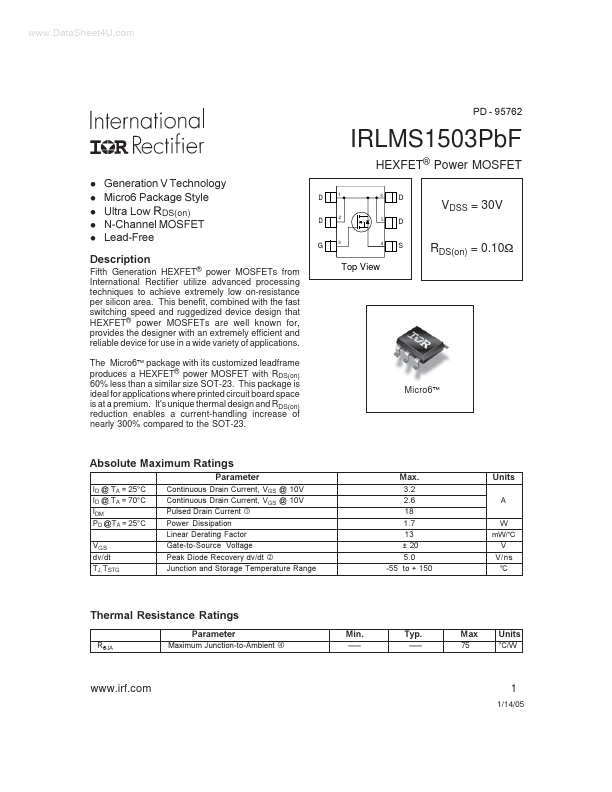 IRLMS1503PBF International Rectifier