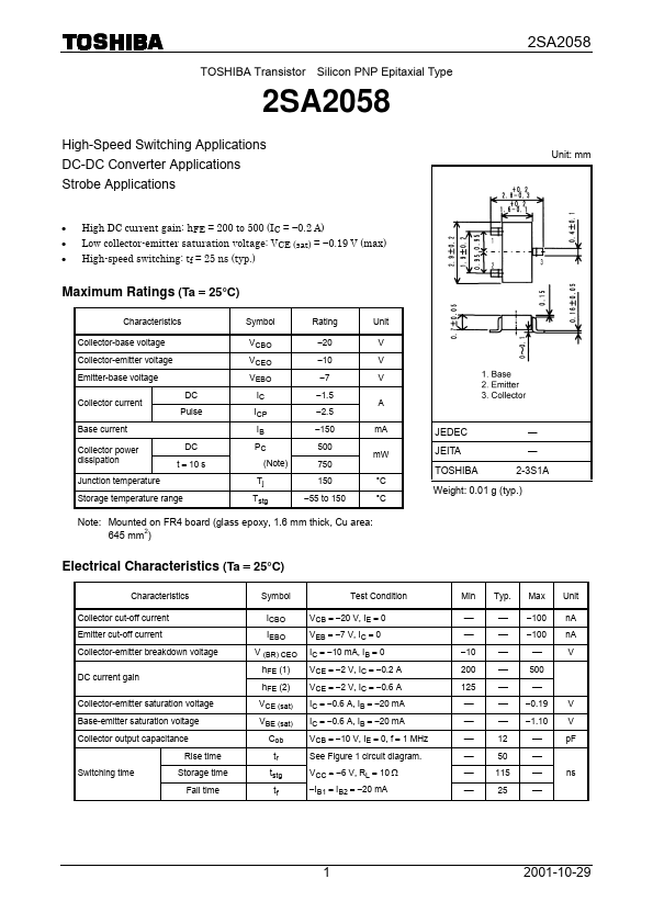 2SA2058 Toshiba Semiconductor