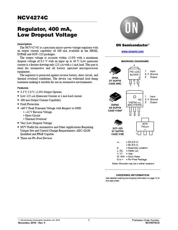 NCV4274C ON Semiconductor