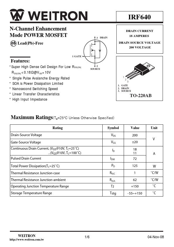 IRF640 WEITRON