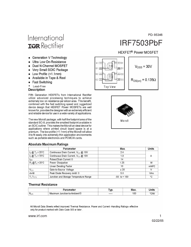 IRF7503PBF International Rectifier