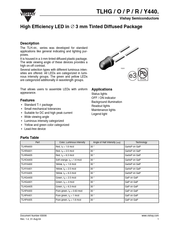 TLHY4400 Vishay Siliconix