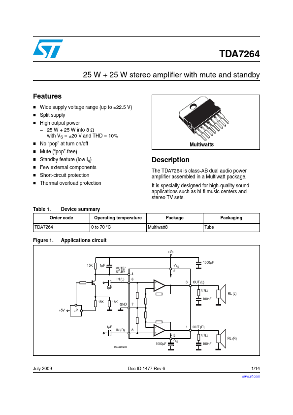 TDA7264 ST Microelectronics