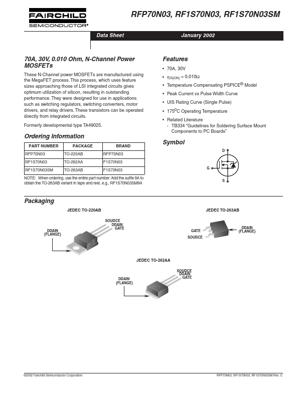 RFP70N03 Fairchild Semiconductor