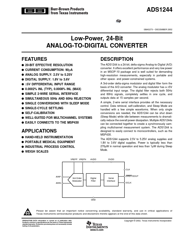 DS1244 Burr-Brown Corporation