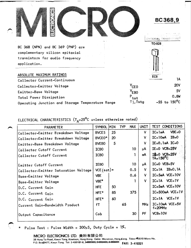 BC368 Micro Electronics