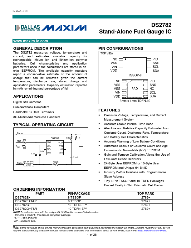 DS2782 Maxim Integrated Products