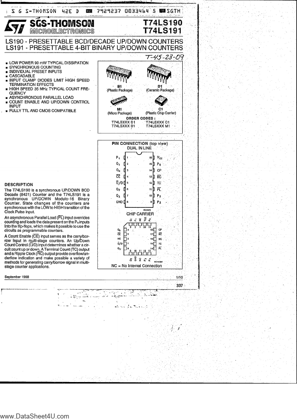 <?=T74LS190?> डेटा पत्रक पीडीएफ