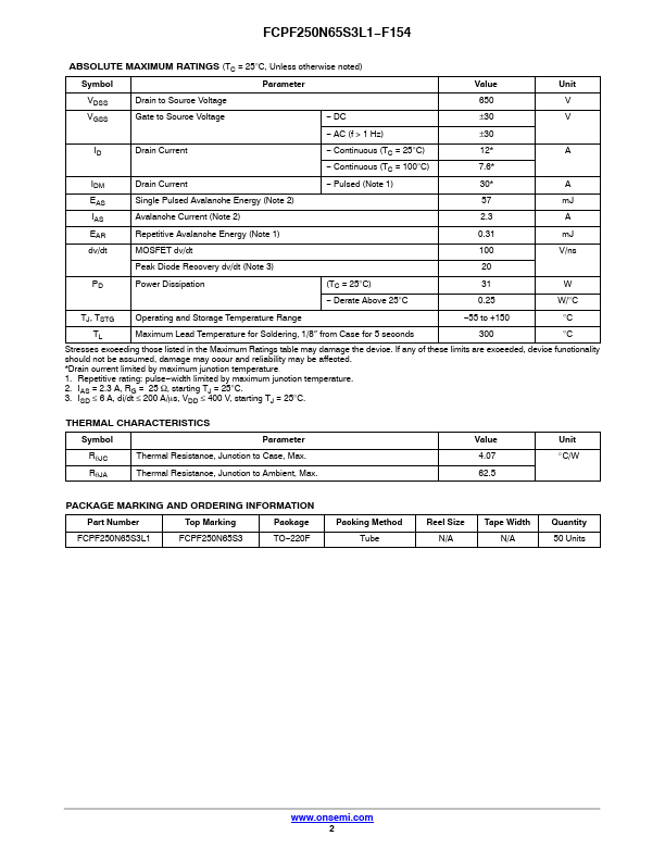 FCPF250N65S3