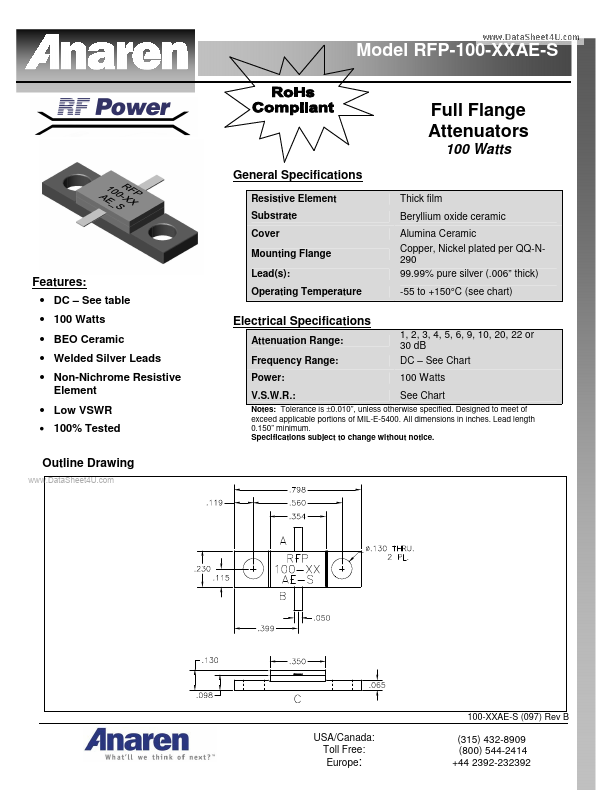 RFP-100-22AE-S Anaren Microwave