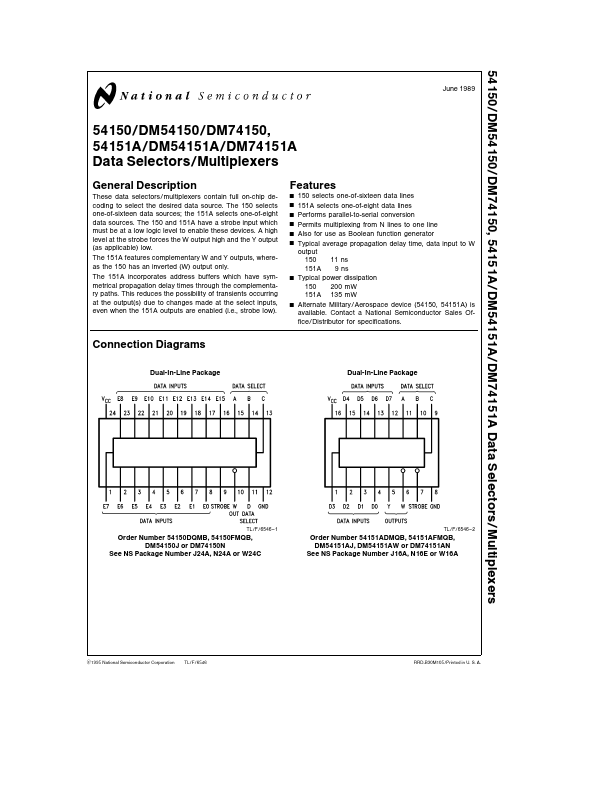 DM54151A National Semiconductor