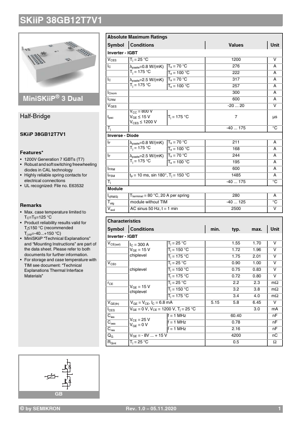 <?=SKiiP38GB12T7V1?> डेटा पत्रक पीडीएफ