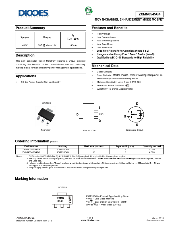 ZXMN0545G4TA Diodes