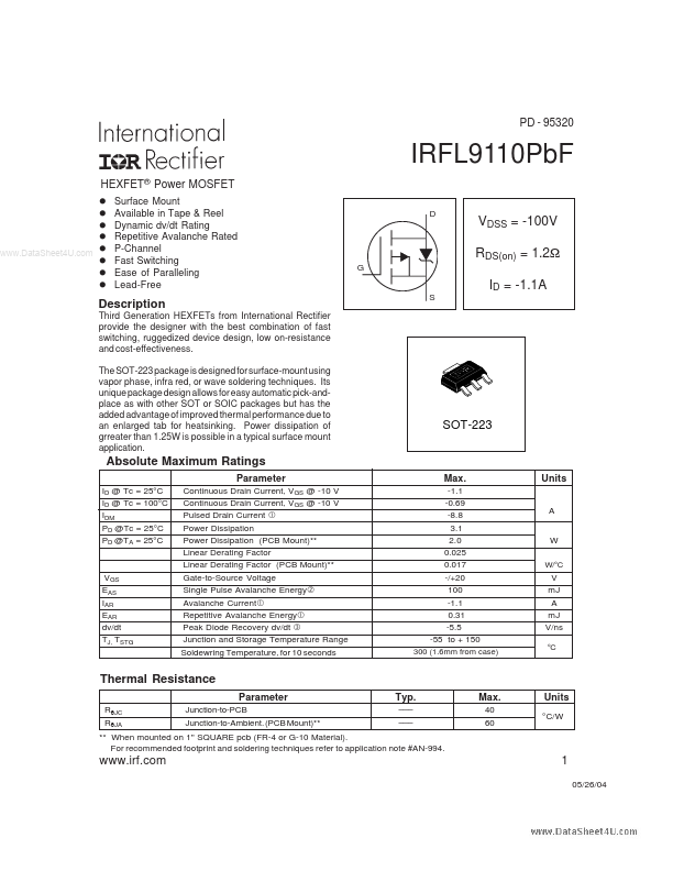 IRFL9110PBF International Rectifier