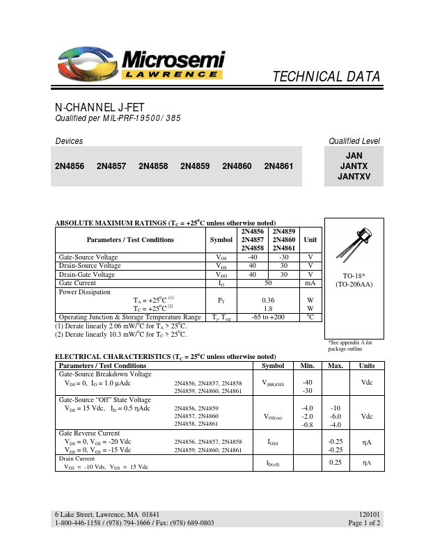 JAN2N4857 Microsemi