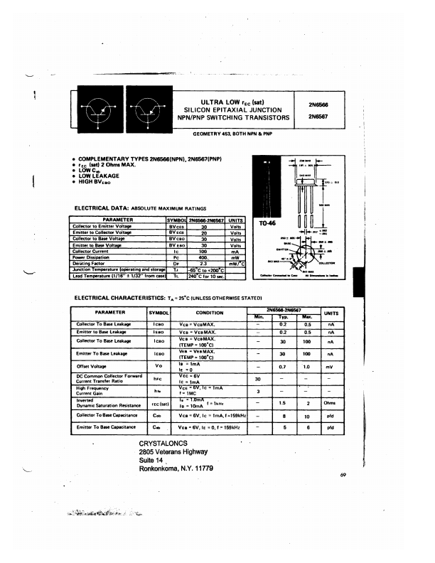 2N6567 CRYSTALONCS