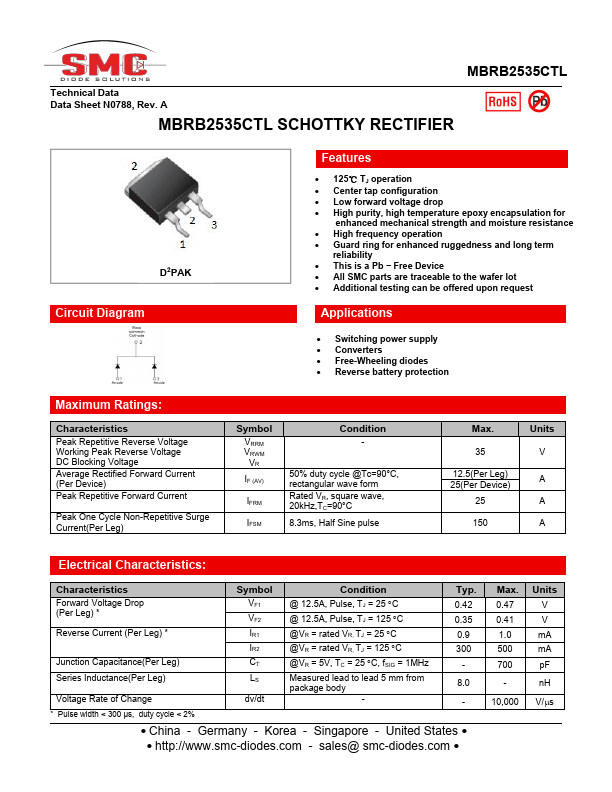 MBRB2535CTL SMC-DIODE