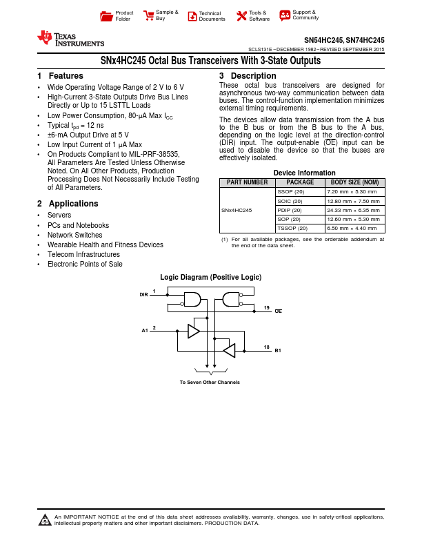 <?=SNJ54HC245W?> डेटा पत्रक पीडीएफ