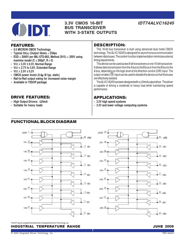 IDT74ALVC16245 Integrated Device Tech