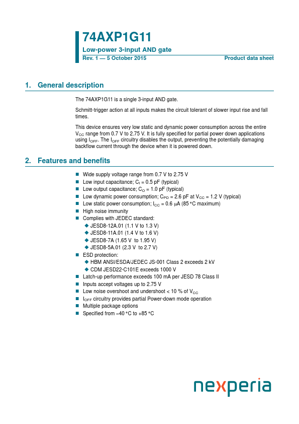 74AXP1G11 nexperia