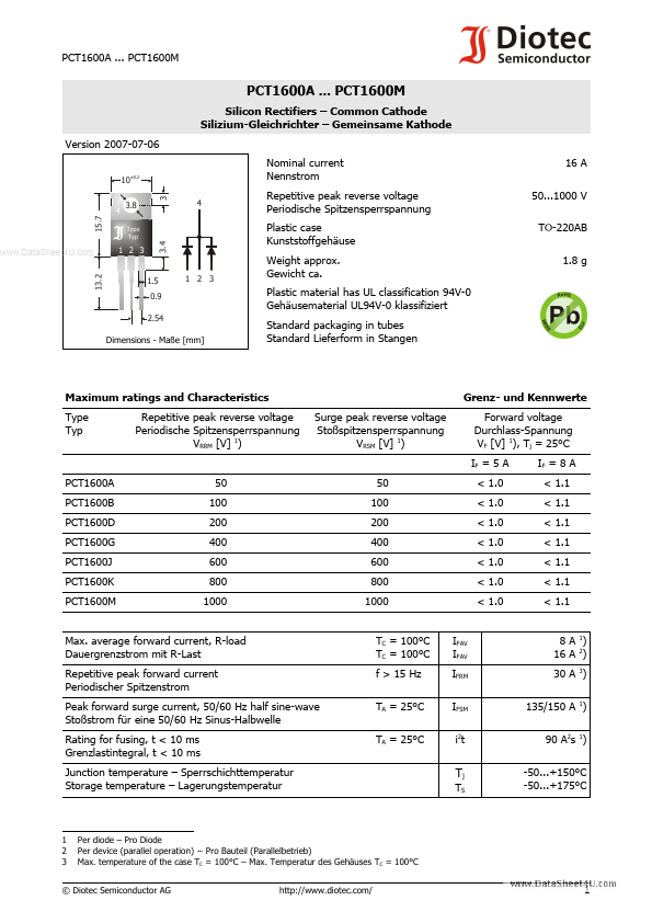 PCT1600J Diotec Semiconductor