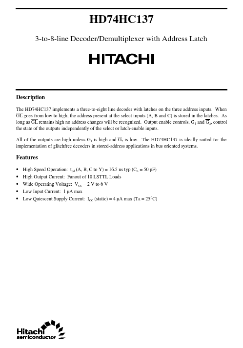 HD74HC137 Hitachi Semiconductor
