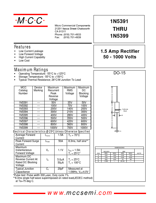 1N5394 Micro Commercial Components